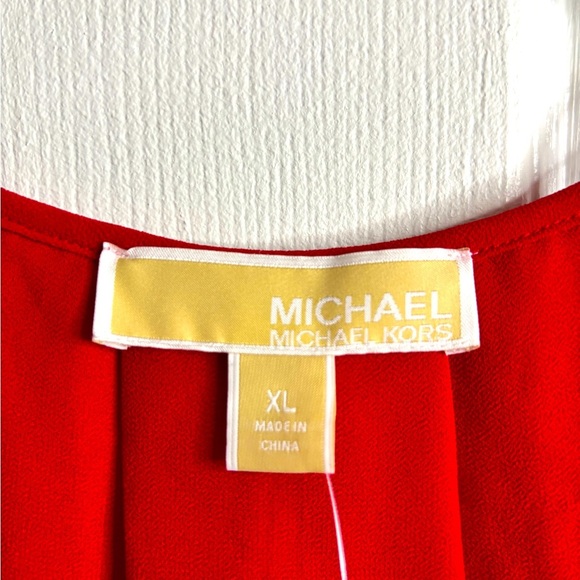 NWT Michael Kors XL Red Long Sleeve Cold Shoulder Dress; Vibrant, Avant Garde - Picture 4 of 8